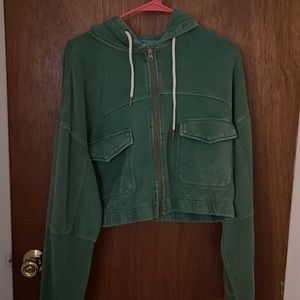 Urban outfitters oversized crop zip up